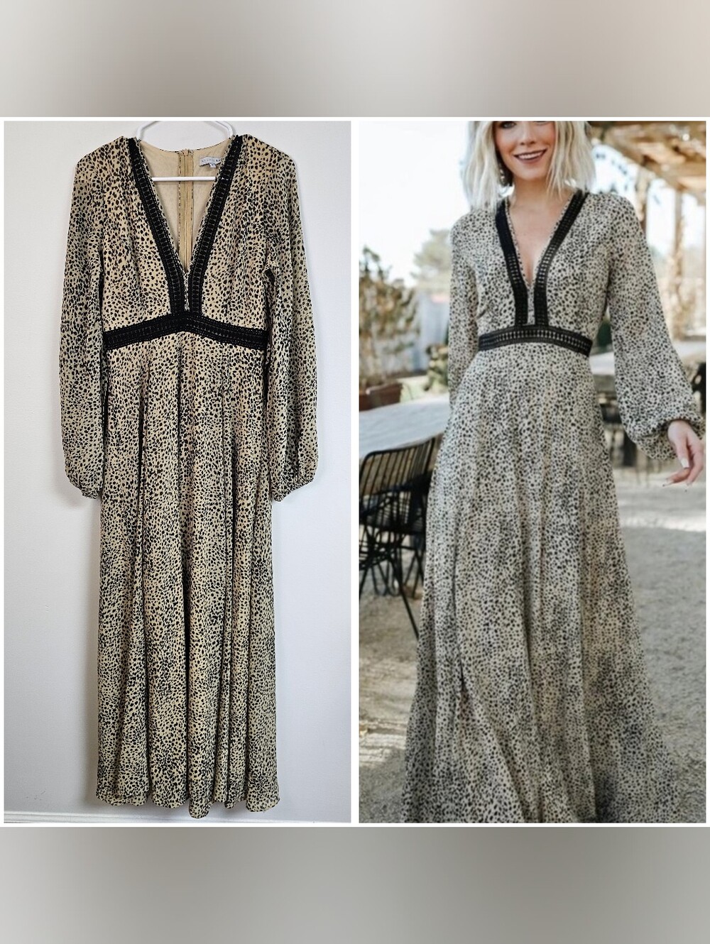 Baltic Born Cha Cha Print Maxi Leopard Animal Print Long Sleeve Maxi Dress